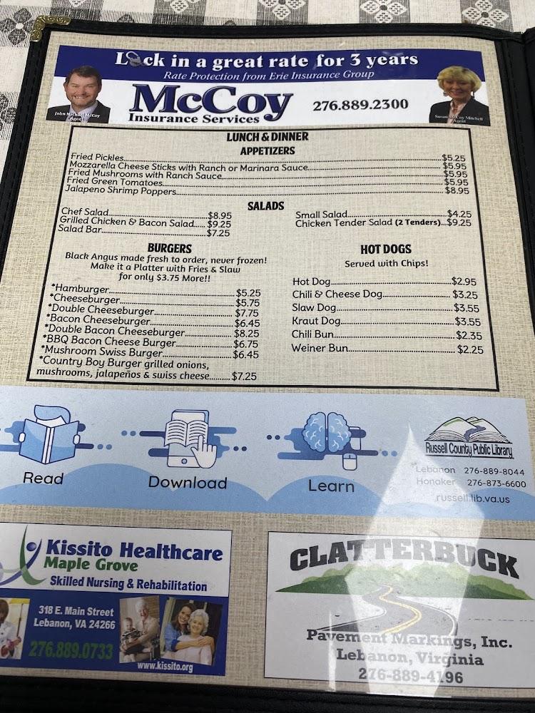 Pat's Kountry Diner Menu image 1